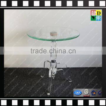 Clear acrylic small round coffee table glass and marble base cafe table from shenzhen yidong