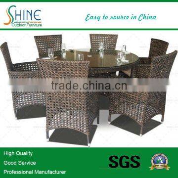 6 seaters patio furniture rattan round dining table and chair SOF1009