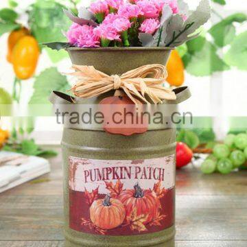 Mini Milk Bucket Style Flower Pot Country Side Metal Flower Planter photo-3