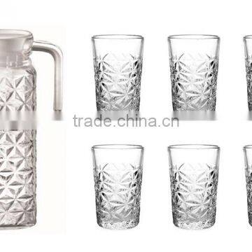 1000ml 7PCS Glass Jug Set/ Water &juice Jug Set, Glass Pitcher With Cup Set photo-2