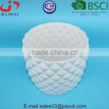 Pineapple Shape Glazed White Ceramic Garden Flower Pot photo-4