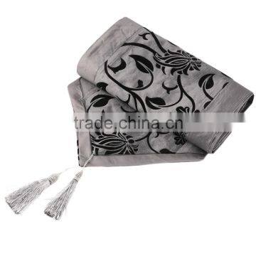 2016 New Flock Floral White Taffeta Retro Decorative Wedding Bed Table Runner Cloth photo-3