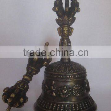 Tibetan Buddhist Bronze Bell 6" and Vajra/Dorje (Small) - Nepal photo-5