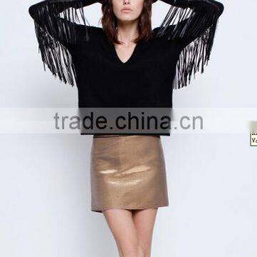 LEATHER DETAIL 90%WOOL 10%CASHMERE PULLOVER