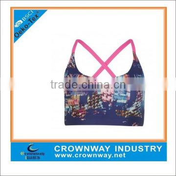 OEM digital printing sport bra / sublimation printed fabric ladies sports bra