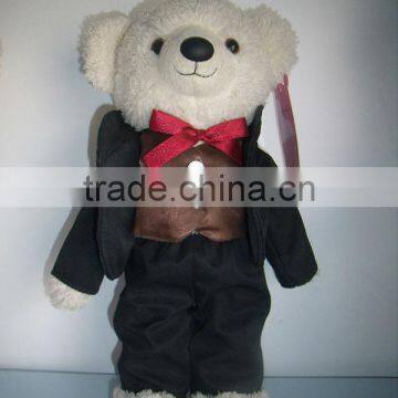 plush bear with suits lovely boy bear fake fur tie bear toys