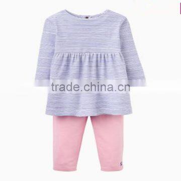 Wholesale children's boutique clothing unique birthday long sleeve kids wear stripe children girl baby clothes 1 set