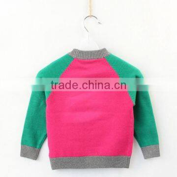 Cartoon Style Baby Knitting Sweater Raglan Sleeve Contrast Color Pullover photo-3