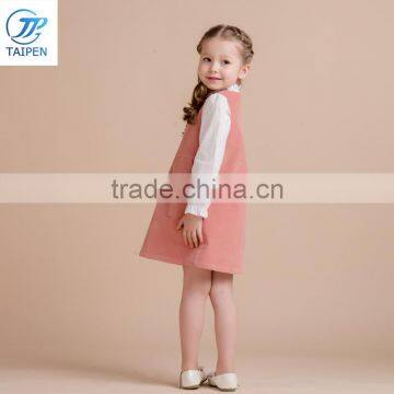 2017 Girls Casual Frock Designs For Party Kids Clothes Of 2pcs Set Including Sleeveless Dress And Shirt photo-3