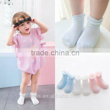 Cotton Baby Socks Solid Lace Newborn Boy Girl Loose Floor Anti-slip Infant Socks