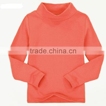 High quality cotton spandex elastane long sleeves kids turtle neck t shirt custom design girls t -shirt