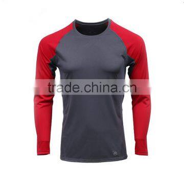 New design fashion contrast raglan sleeves soft crewneck long sleeve t shirt