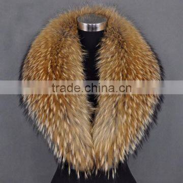 Myfur Top Quality Custom Order Natural Color Raccoon Fur Trim Collar