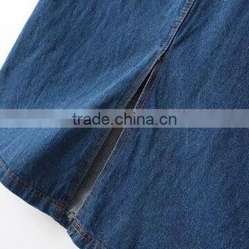 EY0606A Europe and America Women Fashion Pure Color Easy Cowboy Braces Skirt photo-3