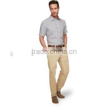 2015 LINEN SHORT SLEEVED SHIRT check classic collar business men shirts