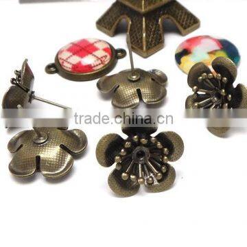 16mm Bronze Tone Flower Ear Studs For Jewlery Making