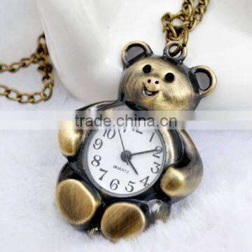 free shipping!!! cartoon bear pendant pocket watch @ mixed Antique Bronze Mechanical Locket Watch pocket