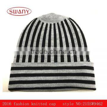 2016 fashion knitted cap hat,acrylic wool cap hat,stripe cap hat