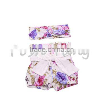 wholesale manufacturer lastest baby bubble romper baby shorts and headband for girls