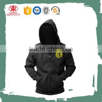 High quality black zipper hoodie with embroidery