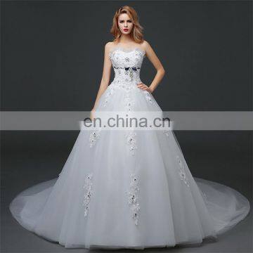 HS1628 Made in China 2017 Strapless Bling Princess Puffy Prom Ball Gown Wedding Dress