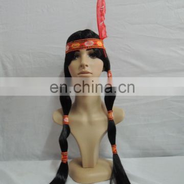 Native Indian Plaits Feather indian women hair wig