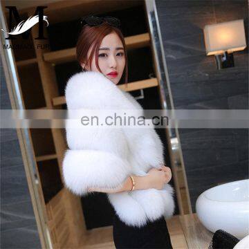 2016 Fashion Luxury Bride Lady Winter Shawl / Real White Fox Fur Shawl photo-2
