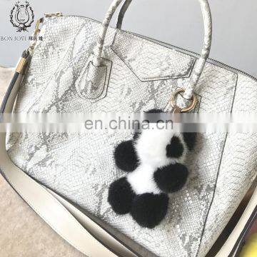 Wonderful Design Mink Fur Panda Keyring Adorable Mink Fur Panda Keychain Chinese Style Mink Fur Ball Key Buckle