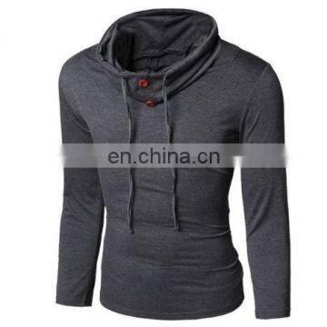 Hot Selling T-Shirt Men Button Front Long Sleeve Round-neck Solid Casual Slim Tops photo-2