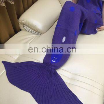 Funny Pattern Mermaid Tail Blanket Crocheted Knitting Wool For Adult Kid Sofa Bed Sleeping Bag photo-3