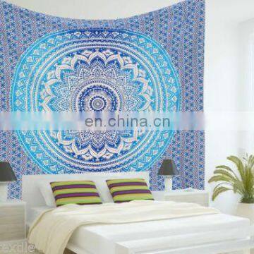 Blue QUEEN Indian Ombre Mandala Beach Throw Hippie Tapestry Bohemian Wall Hanging Blanket Tapestries wall decor