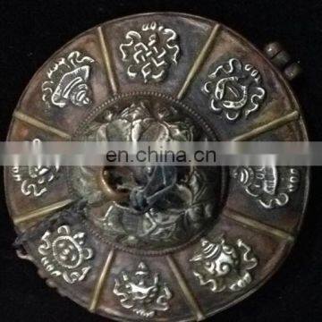 Old Tibetan Buddhist Bronze 6 Mantras Tingsha Cymbals Vintage-Tibet-Tibetan-Nickel-Tingsha-Cymbals-Auspicious-Symbols Buddhist photo-5