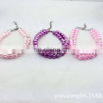 High Quality Luxury Three Rows of Pearl Pet Necklace Cat and Dog Collar photo-3