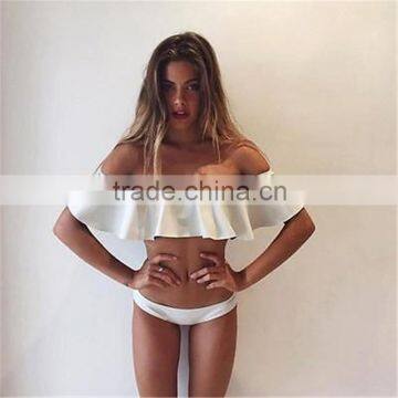 2016 New Sey Bandeau Ruffled Bikini Women Swimsuit Swimwear Swimming Suit for Women Bathing Suit Biquini Maillot de Bain