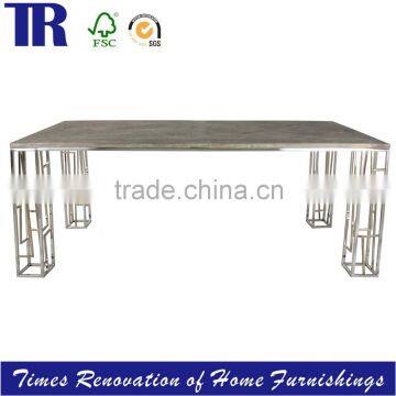 Stainless Steel Legs Dining Table,Solid Wooden(OAK/ELM) Top Dining Table,Square Dining Table