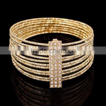 Multilayer 12 layer Iron wire bracelet woith diamond de buena calidad pulsera para dama