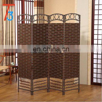 decorative foldable 4 panel wood movable room divider screen