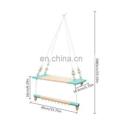 Blue Multifunctional Storage Shelf Nordic Display Wall Hanging Shelf Swing Rope Floating Shelves