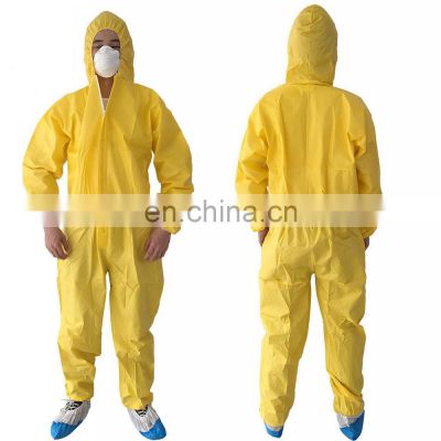 Overall Yellow Category 3 Disposable Chemical Protective Coverall with hood