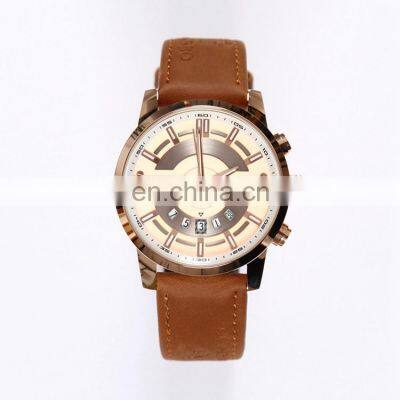 LONGBO 80638 casual mens simple analog quartz brown leather cuff watches for men