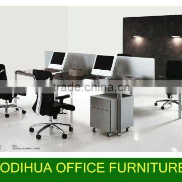 2015# New Aluimium Series glass office workstation for 4 people face to face LA-013
