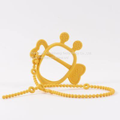 Factory Price BPA Free Rodents Teething Chewable Silicone Necklace Cartoon Bee Baby Toys Teether photo-3