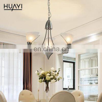 HUAYI European Modern Decorative Pendant Lamp E12 6-Light Silvery Brushed Round Ceiling Lighting LED Indoor Weddings Chandeliers