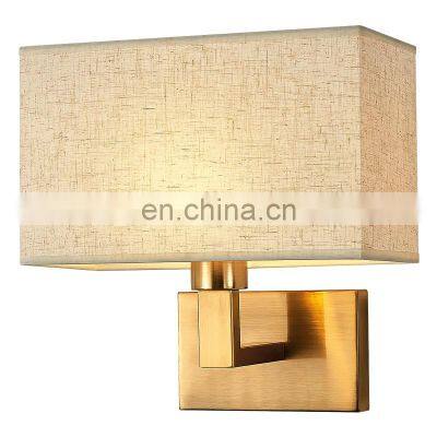 New Nordic led bedroom bedside wall lamp Creative American hotel wall lighting Chinese style simple fabric wall  lamp