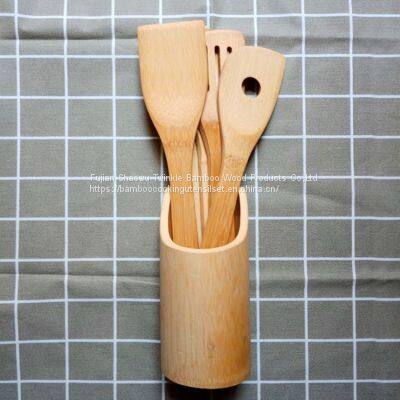 Original Manufacturer China Twinkle Bamboo spatula set with holder kitchenware