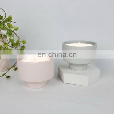 Wholesale customized multiple colors rounded hourglass shaped ceramic candle jars lasting fragrance soy wax scented candle