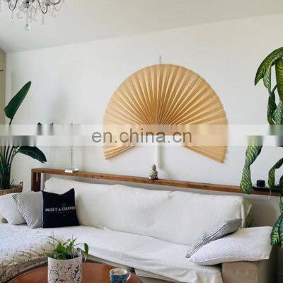 Hot Selling Large Folding Bamboo Wall Hanging Fan Rustic Boho Woven Headboard Fan Wall Art Decoration Vietnam Supplier