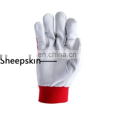 High Quality Top Grade Cheap Goatskin Sheepskin Leather Red Security Work Safety Gardening Gloves photo-3