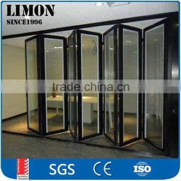 Waterproof double glazing aluminum bi folding door grill design