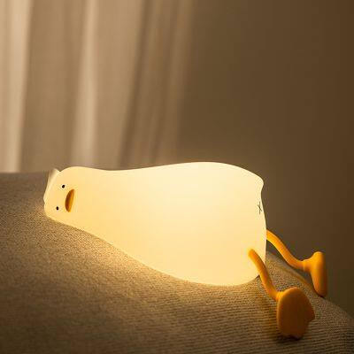 Wholesale Cute Rechargeable Silicone Animal Night Light Bedroom Soft Duck Baby Night Light Lying Flat Led Duck Lamp For Kids photo-4